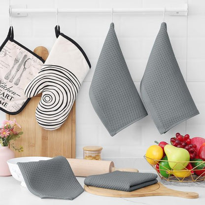 Homaxy 100% Cotton Dish Cloths - Ultra Soft, Absorbent & Quick Drying | 12-Pack, 12 x 12 Inches, Grey