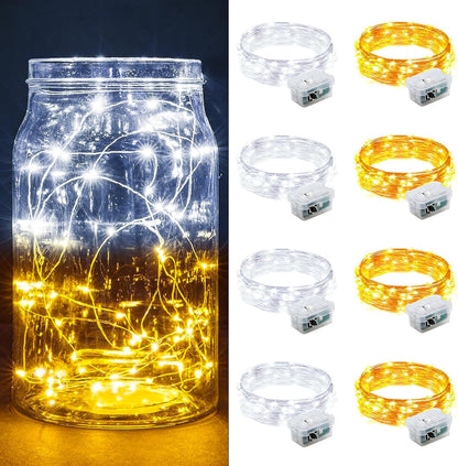 Skiennix 20 LED Fairy String Lights - 7Ft Waterproof Twinkle Lights for Weddings & Parties | Warm White & White