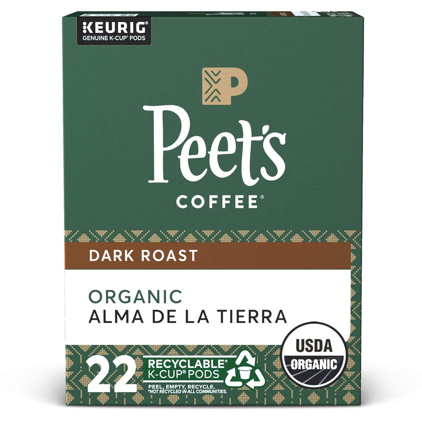 Peet’s Coffee Organic K-Cup Pods - Alma De La Tierra Dark Roast for Keurig Brewers | 22 Pods