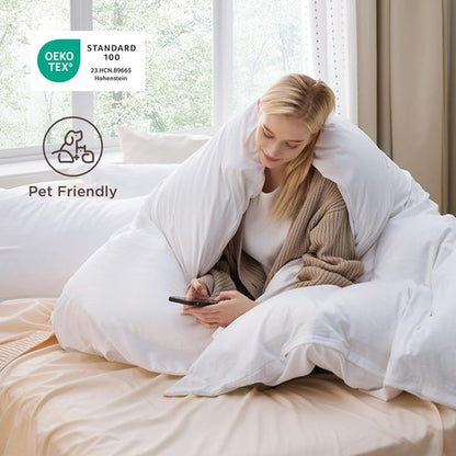 Bedsure Duvet Cover Set - Bright White Queen Size, Extra Soft 3-Piece Bedding with Zipper Closure & Pillow Shams