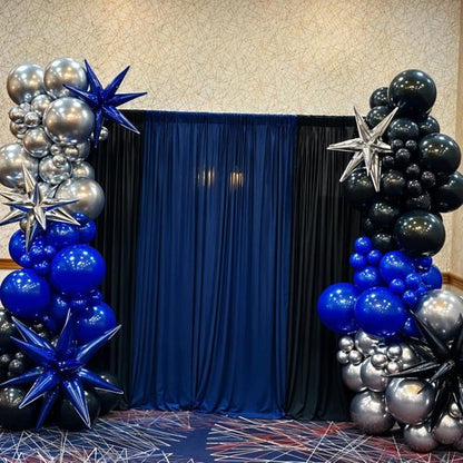 Blue and Black Balloons - 12 Inch Dark Blue & Silver Pearl Balloons for Birthday Parties & Celebrations