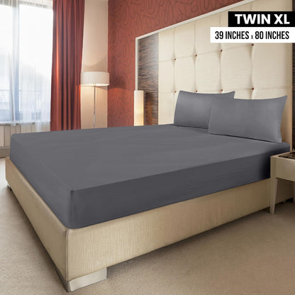 Utopia Bedding Twin XL Fitted Sheets - Soft Brushed Microfiber - Deep Pocket Design - Grey (Pack of 2)