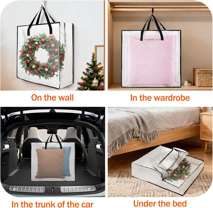 Skiennix Wreath Storage Container - 25 Inch Durable Polyester Bag for Holiday Decorations | 3 PCS Set
