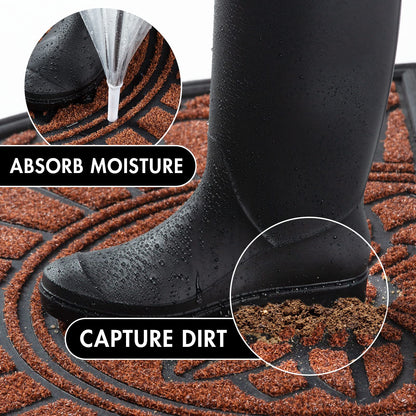 Mibao Half Round Door Mat, Non-Slip Welcome Entrance Way Mat, Durable Rubber Door Mats, Low-Profile Heavy Duty Doormat, Half Circle Mats for Garage, Patio, High Traffic Areas, 24" x 36", Maroon