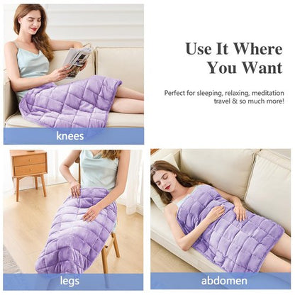 CYMULA Weighted Lap Blanket for Adults-Weighted Lap Pad Blanket for All Seasons (35" x 29" 5lbs, Purple) Travel Office Nap, Small Weighted Blanket for Sleeping