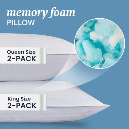Beckham Hotel Collection Queen Pillow Set - 2 Down Alternative & 2 Memory Foam Pillows