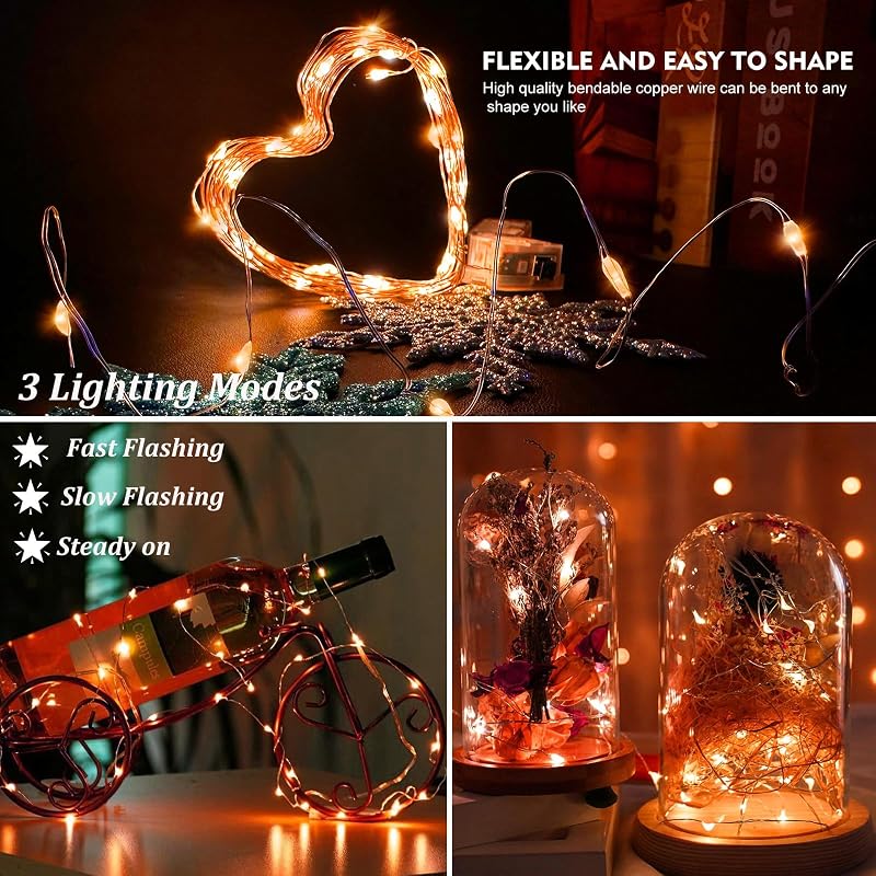 AIKEI 48 Pack LED Fairy Lights Battery Operated, 7ft 20 LEDs Waterproof String Lights Orange - Variation Orange+48 Pack