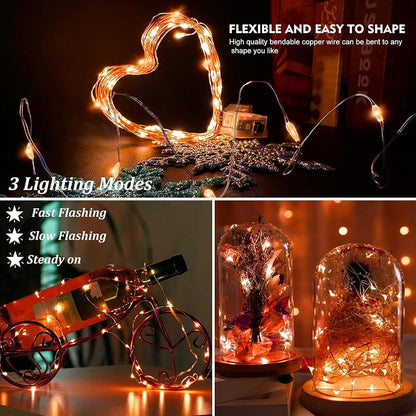 AIKEI 48 Pack LED Fairy Lights Battery Operated, 7ft 20 LEDs Waterproof String Lights Orange - Variation Orange+48 Pack