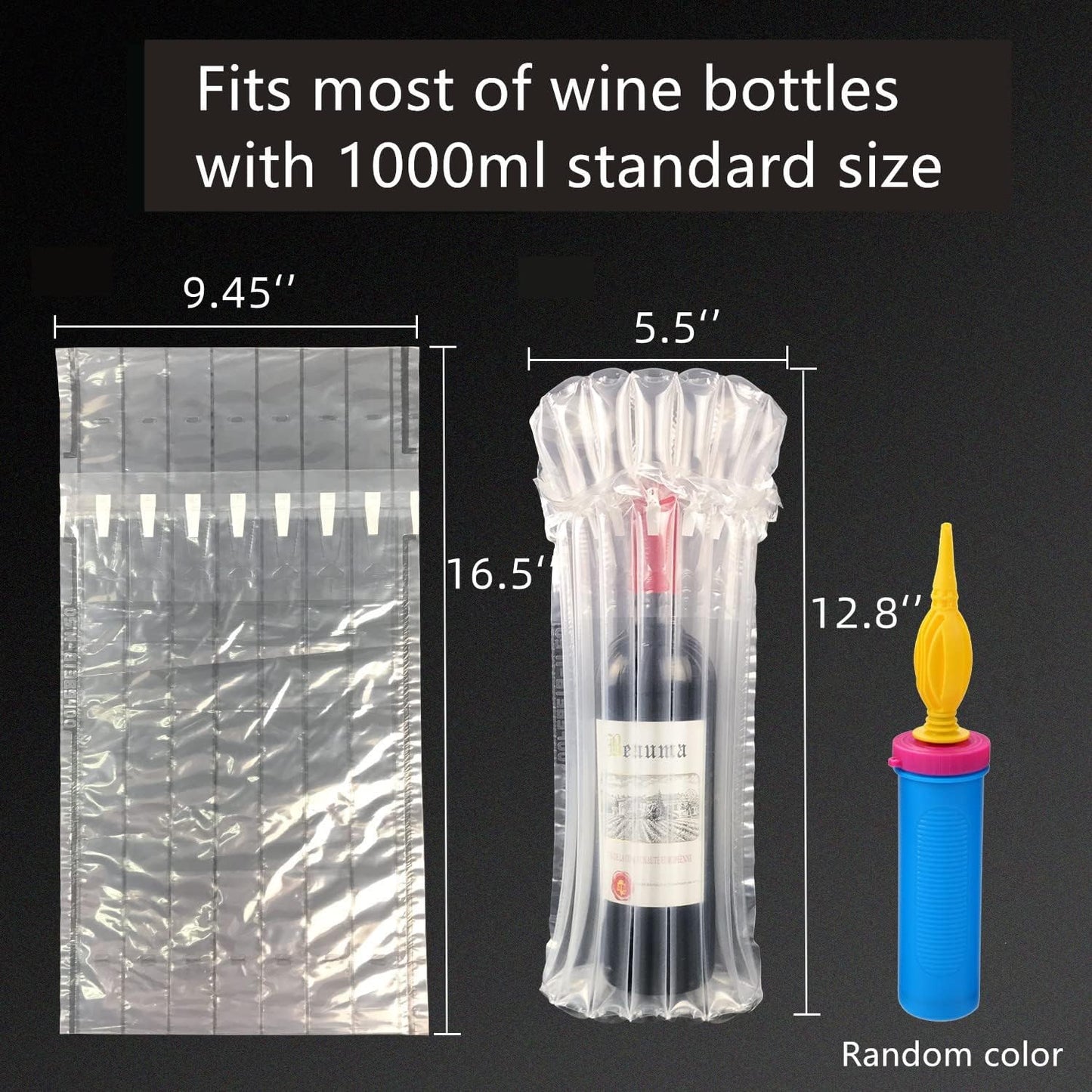 Wine Bottle Protector Bags Luggage for Airplane Travel 18 Pack Inflatable Liquor Bottle Shipper Wine Shipping Packaging Sleeve Bubble Cushion Wrap for Packing Alcohol Whiskey Beer Glass, 70μm