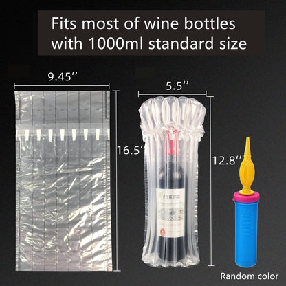 Wine Bottle Protector Bags Luggage for Airplane Travel 18 Pack Inflatable Liquor Bottle Shipper Wine Shipping Packaging Sleeve Bubble Cushion Wrap for Packing Alcohol Whiskey Beer Glass, 70μm