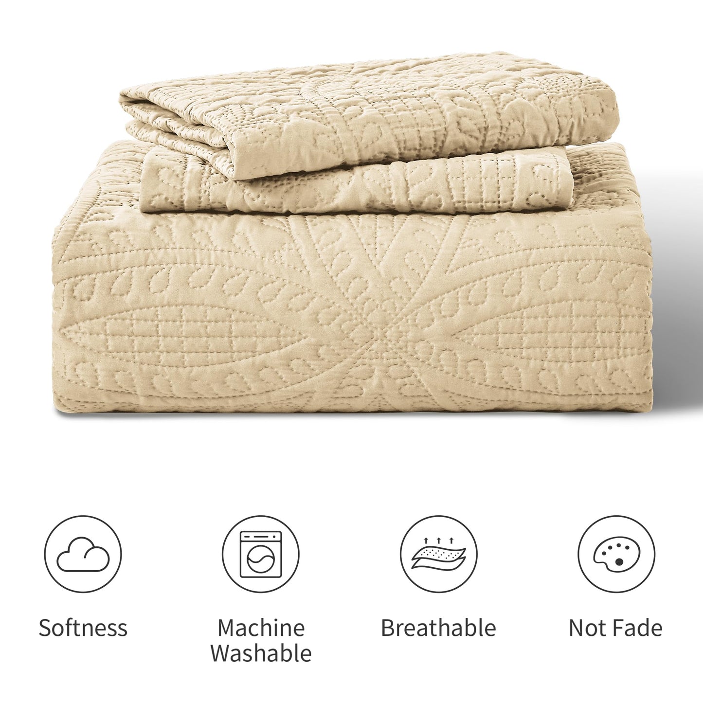 Love's cabin King Size Quilt Set Camel Bedspreads - Soft Bed Fall Quilt Lightweight Microfiber - Modern Style Coin Pattern Coverlet for All Season - 3 Piece (1 Quilt, 2 Pillow Shams)