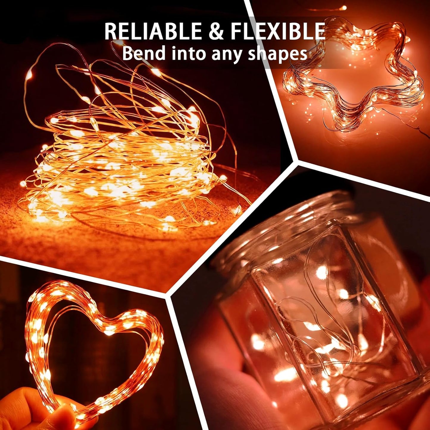 Skiennix 12 Pack Orange Fairy Lights - 7Ft 20 LED Twinkle String Lights | Battery Operated & Waterproof for Parties, Weddings, and Holidays