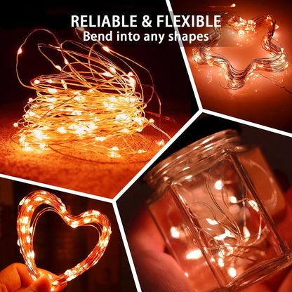 Skiennix 8 Pack Orange Fairy Lights - 7Ft 20 LED Twinkle String Lights | Battery Operated & Waterproof for Parties, Weddings, and Holidays