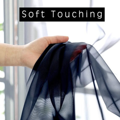 OWENIE Sheer Curtains 108 inches Length 2 Panels Set, Navy Blue Sheer Curtains Rod Pocket Voile Drapes for Living Room, Airy Soft-Touching Drapes, 2 PCS Panels, Each 42" W x 108" L