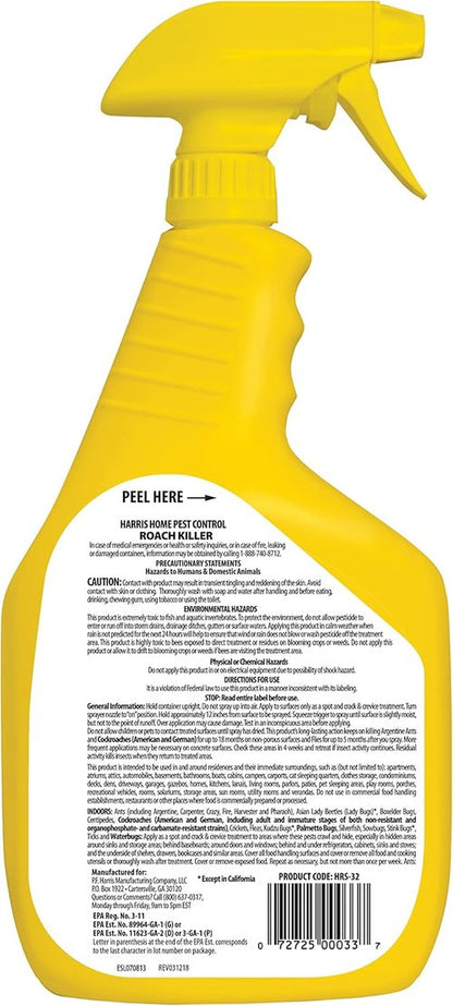 Harris Roach Killer - Odorless Liquid Spray with 12-Month Residual Formula | 32oz