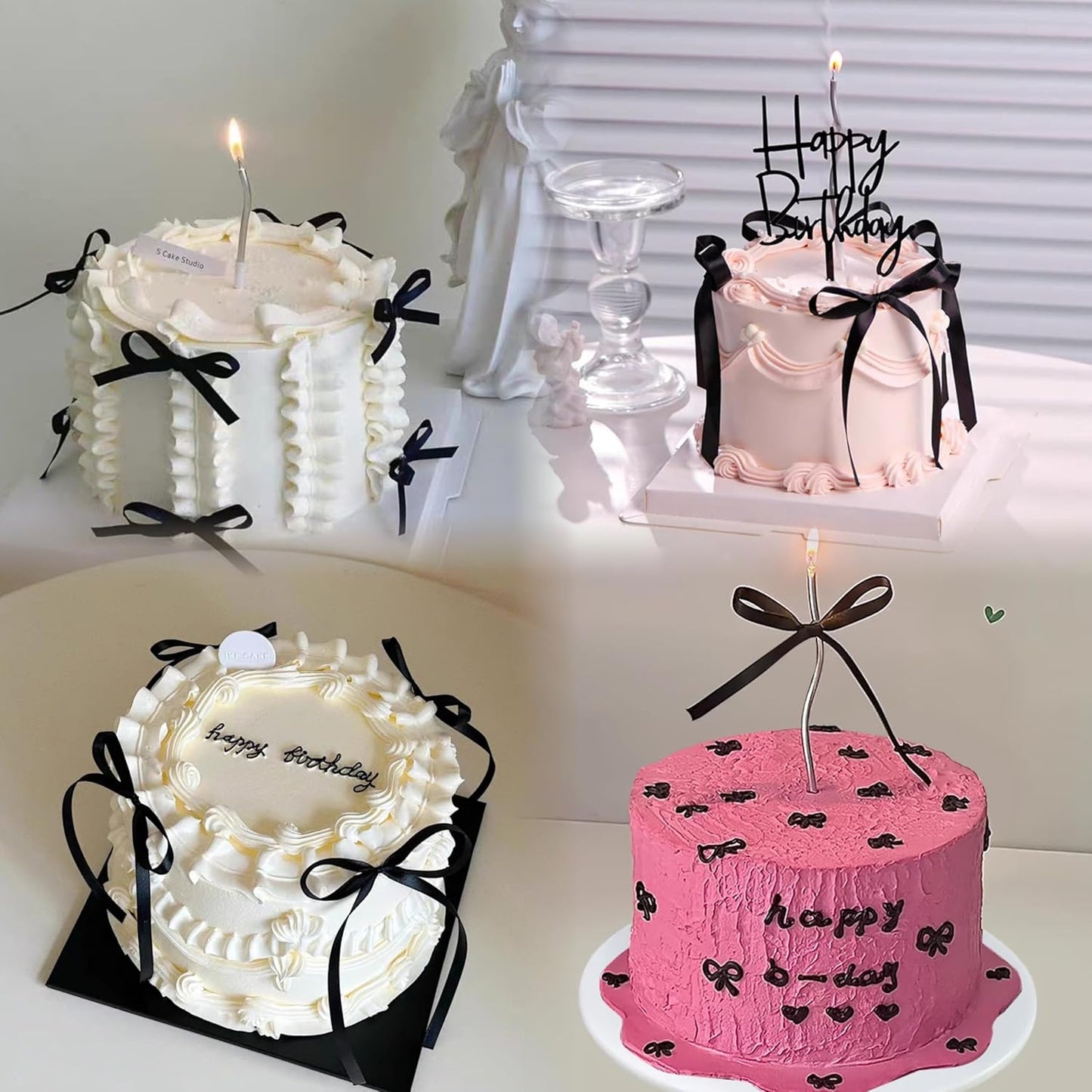 Skiennix 20 PCS Black Bow Cake Toppers - Elegant Birthday & Wedding Party Decorations
