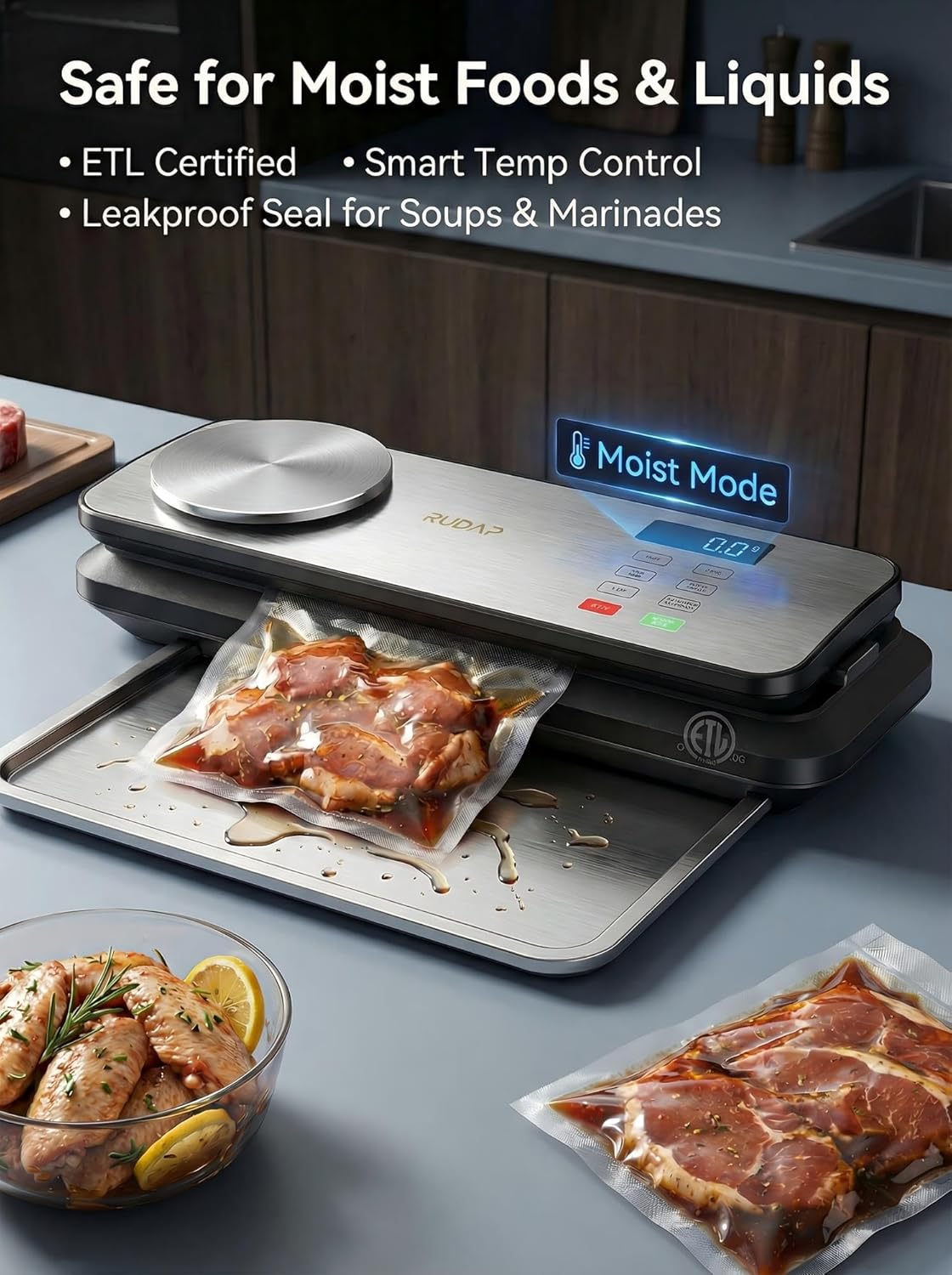 Skiennix Vacuum Sealer - 90kPA Powerful Food Saver with Digital Scale & 12-in-1 Modes | Includes 10 Bags & 1 Roll