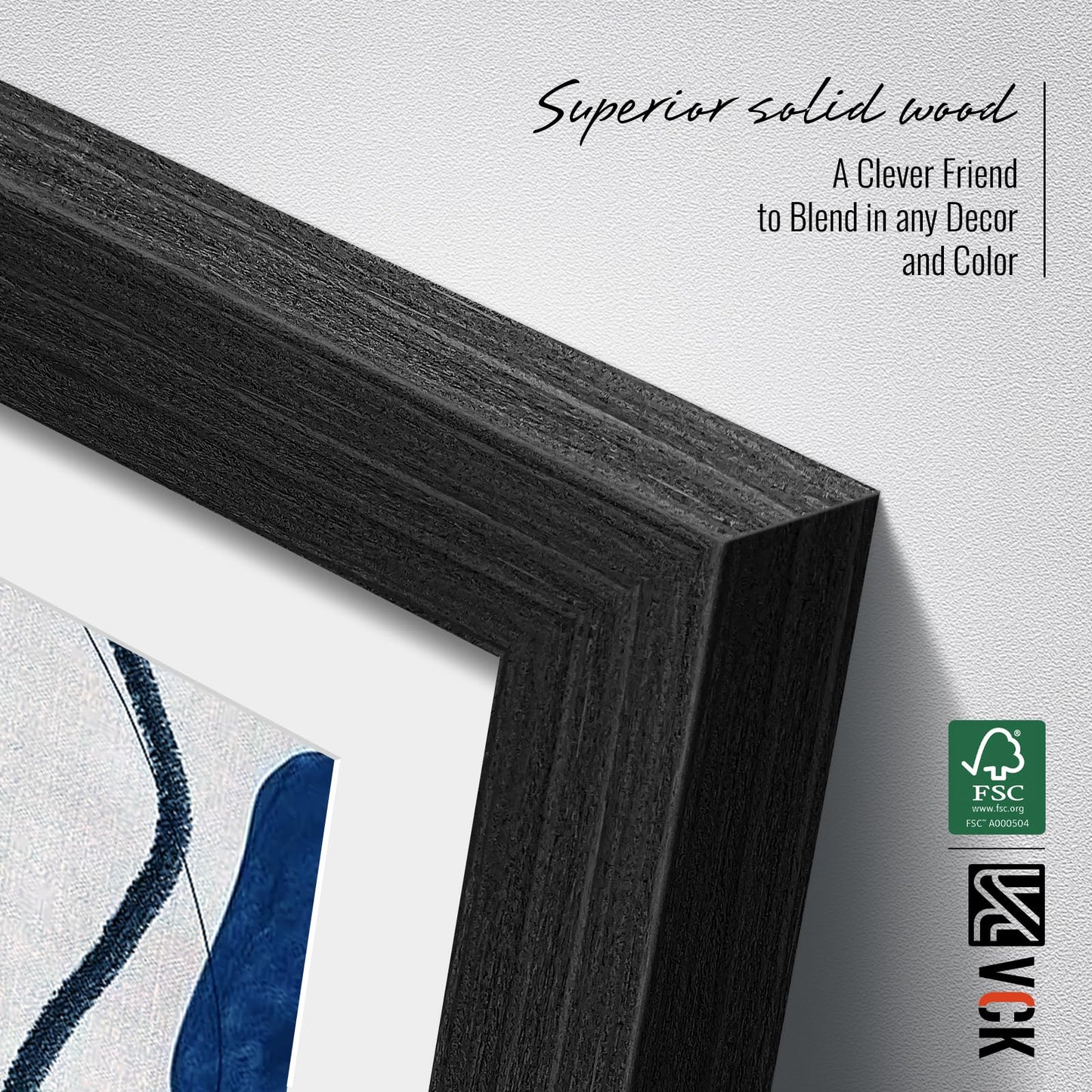 VCK 16x20 Picture Frame 2 Pack, Natural Wood Grain Black Oak & HD Glass, Display 11x14 Poster with Mat or 16x20 without Mat, Wall Hanging