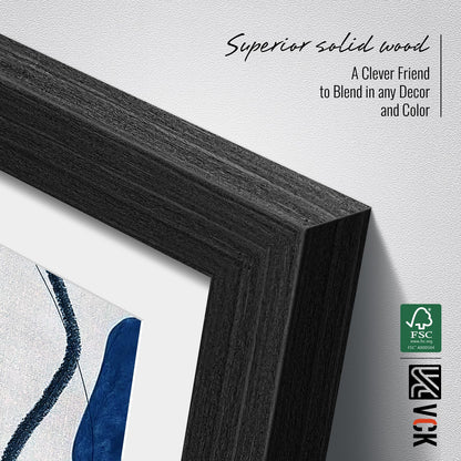 VCK 16x20 Picture Frame 2 Pack, Natural Wood Grain Black Oak & HD Glass, Display 11x14 Poster with Mat or 16x20 without Mat, Wall Hanging