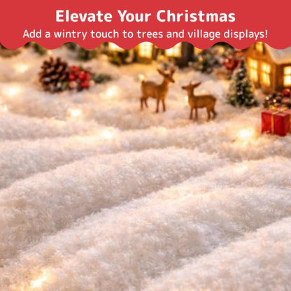 Prextex Artificial Snow Roll - Large Fluff for Christmas Displays | 94"x31" Thick White Blanket for Holiday Decor