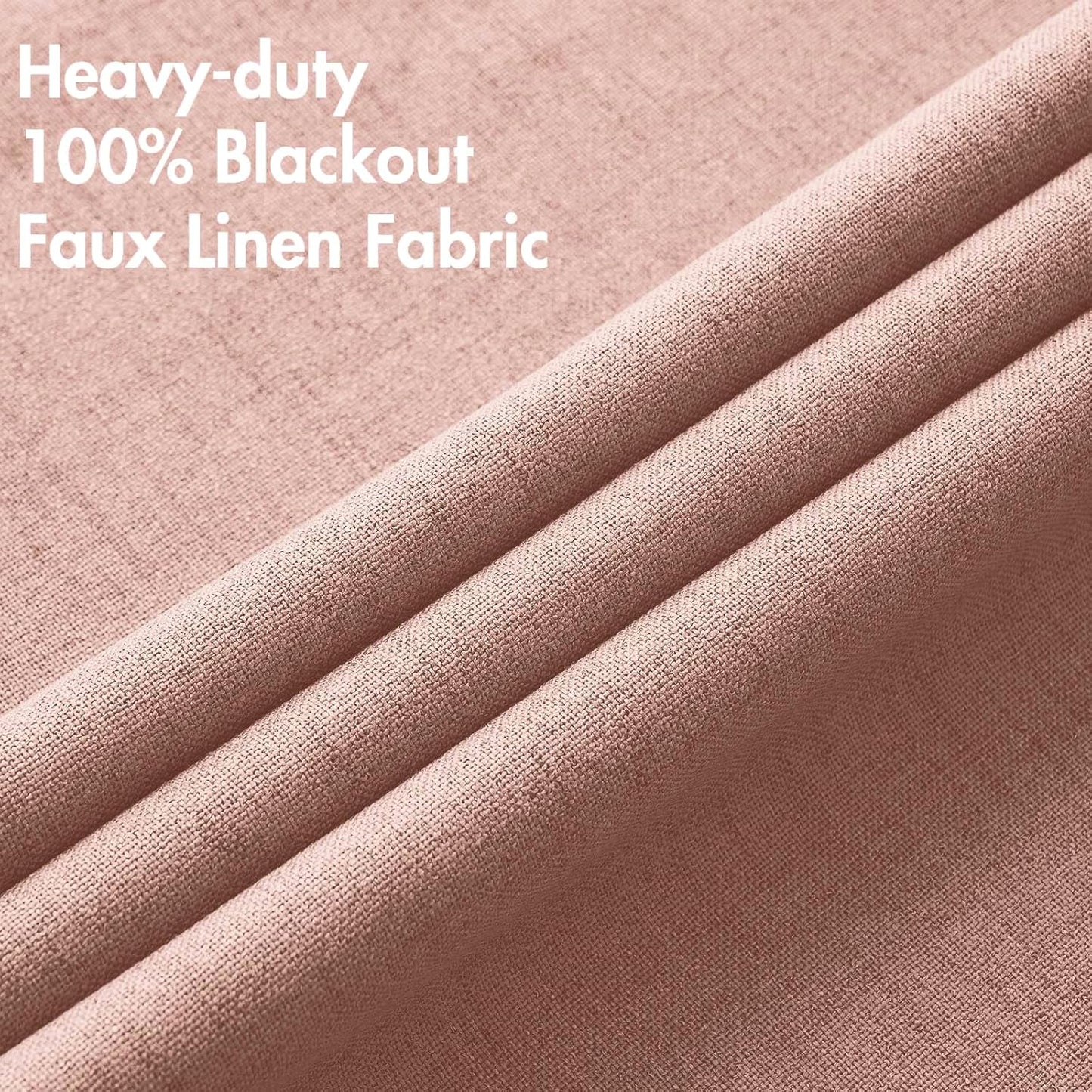 MIULEE Blackout Linen Curtains - Thermal Insulated Blush Pink Drapes for Bedroom | 52 x 63 Inch (2 Panels)