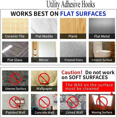 Jwxstore Heavy Duty Self-Adhesive Hooks - 33lb Max Capacity, Waterproof, Transparent | 24 Pack for Home & Outdoor Use