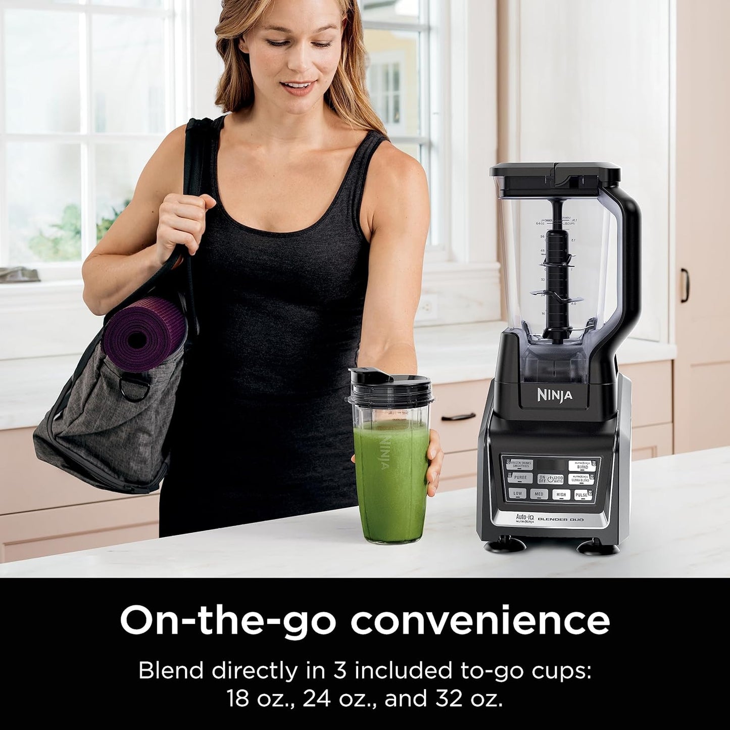 Ninja BL642 Nutri Ninja Blender - 1200W Auto-iQ Base with 72 oz. Pitcher & To-Go Cups | Black