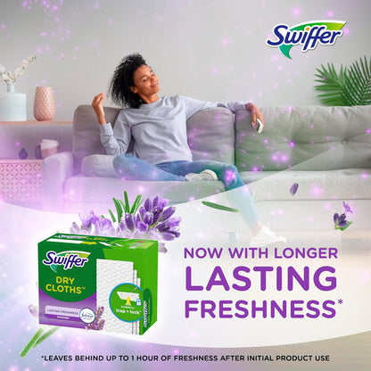 Swiffer Sweep + Mop Dry Pads Refill - Effective Floor Cleaner for Dirt & Dust | Lavender, 52ct