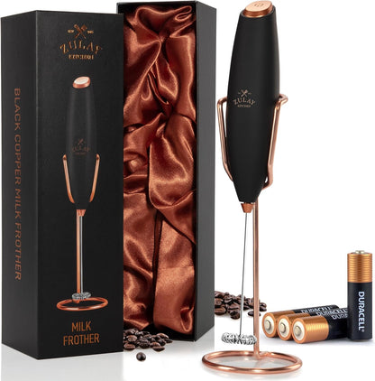 Zulay Kitchen Milk Frother - Luxury Handheld Electric Foam Maker for Coffee & Lattes | Deluxe Gift with 4 Duracell Batteries