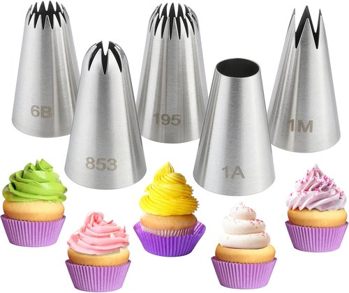 COKUMA Stainless Steel Piping Tips Set - 5PCS Cake Decorating Tools for Frosting & Icing | Dishwasher Safe