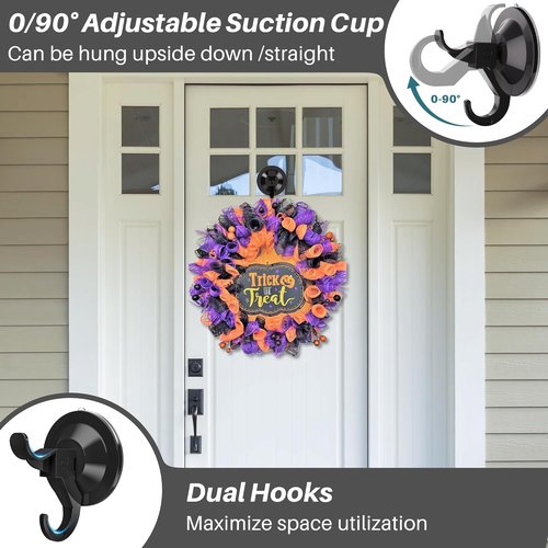 Heavy Duty Suction Cup Hooks by [Brand Name] - 5 Pack Removable Wreath Holders for Doors & Windows | Holds Up to 11 Lbs
