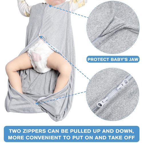 BSTOPPT 3 Pack Baby Sleep Sack 18-24 Months 100% Rayon Cotton Baby Sleeping Bag 2-Way Zipper Toddler Wearable Blankets,Comfy Stretchy Thin Sleep Sacks.TOG 0.3(X-Large)