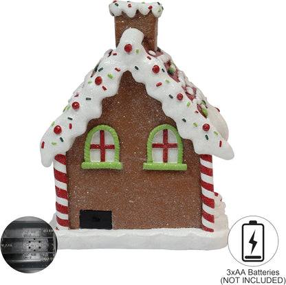 Moments In Time Gingerbread House | 8.7” Handcrafted LED Christmas Decoration - Battery Operated Festive Decor