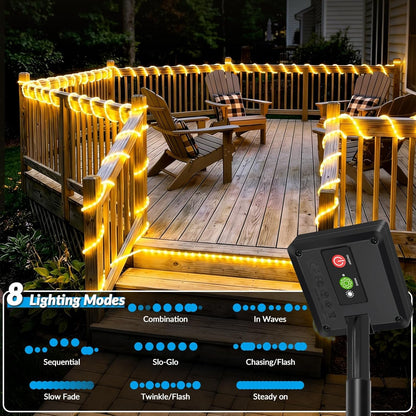 Skiennix Solar Rope Lights - 33FT 100 LED Fairy Lights with 8 Modes | IP65 Waterproof for Outdoor Decor