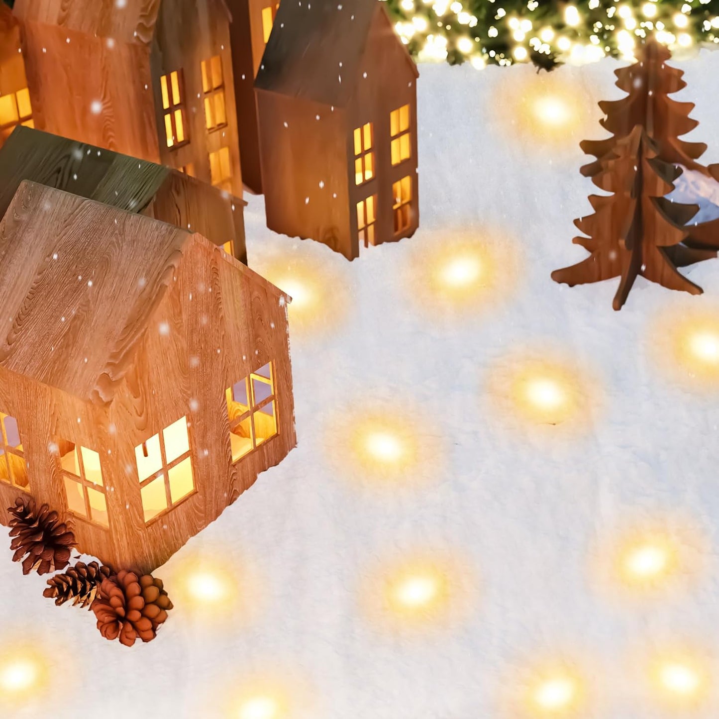 QZYL Christmas Snow Blanket Roll with Lights - 1.5 x 6FT White for Festive Decorations