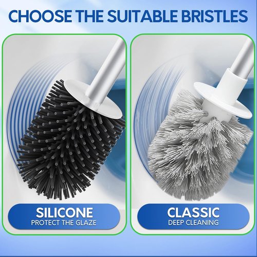 BOOMJOY Toilet Brush Set - Silicone Toilet Bowl Cleaner with Tweezers for Effective Bathroom Cleaning | Pink