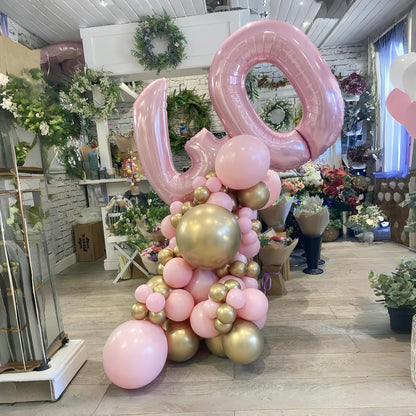Pastel Pink Number 0 Balloon - Large Foil 40" Helium Balloon for Girls' Birthday & Graduation Celebrations