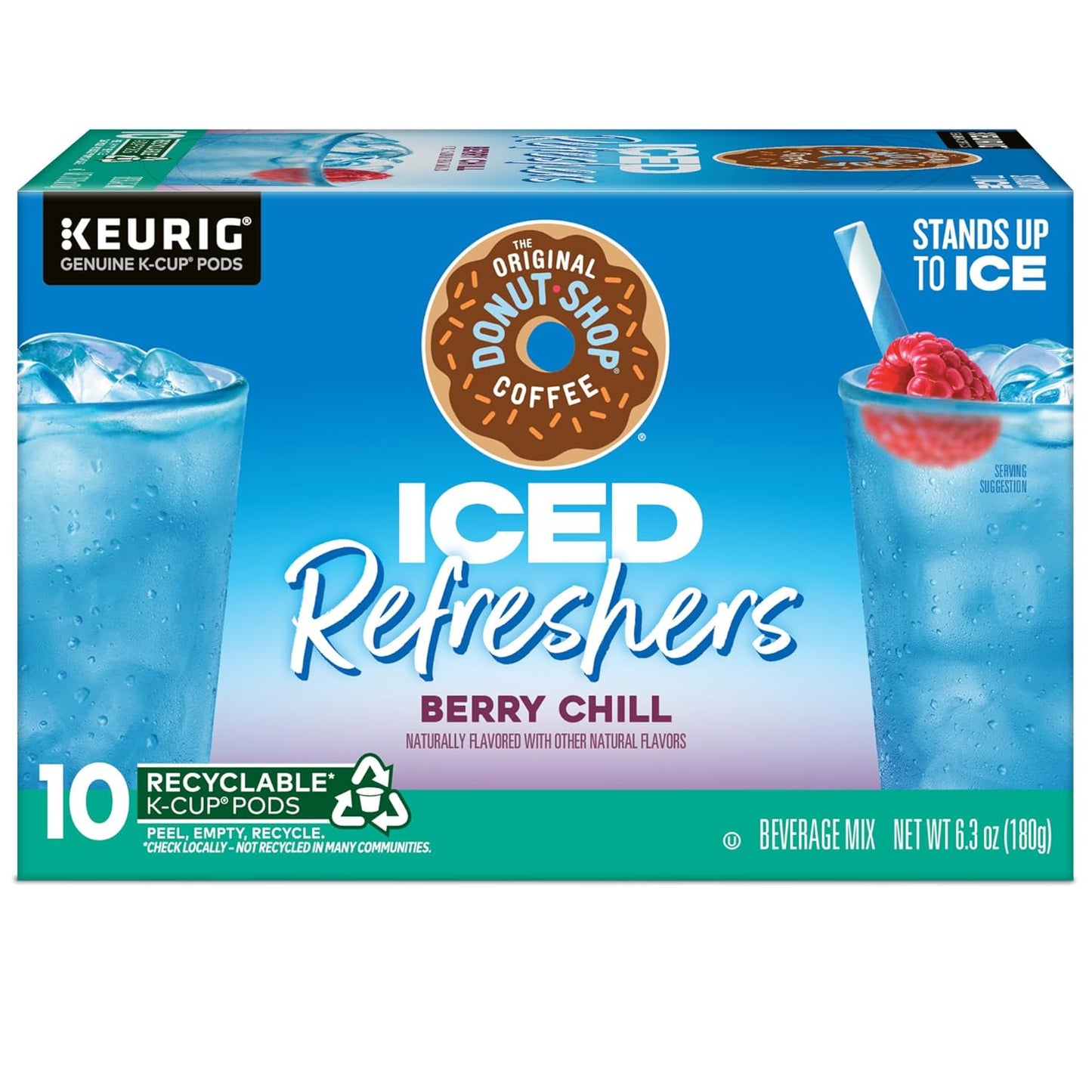 Original Donut Shop Iced Refreshers - Berry Chill Brew Over Ice K-Cup Pods | 60 Count (6 Packs of 10)