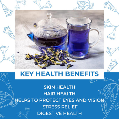 Kosha Botanica USDA Organic Butterfly Pea & Ginger Herbal Blend Tea | 65+ Servings 2 oz (56g) | Natural Premium Dried Whole Flower | Organic Non GMO Herbal Loose Leaf Tea