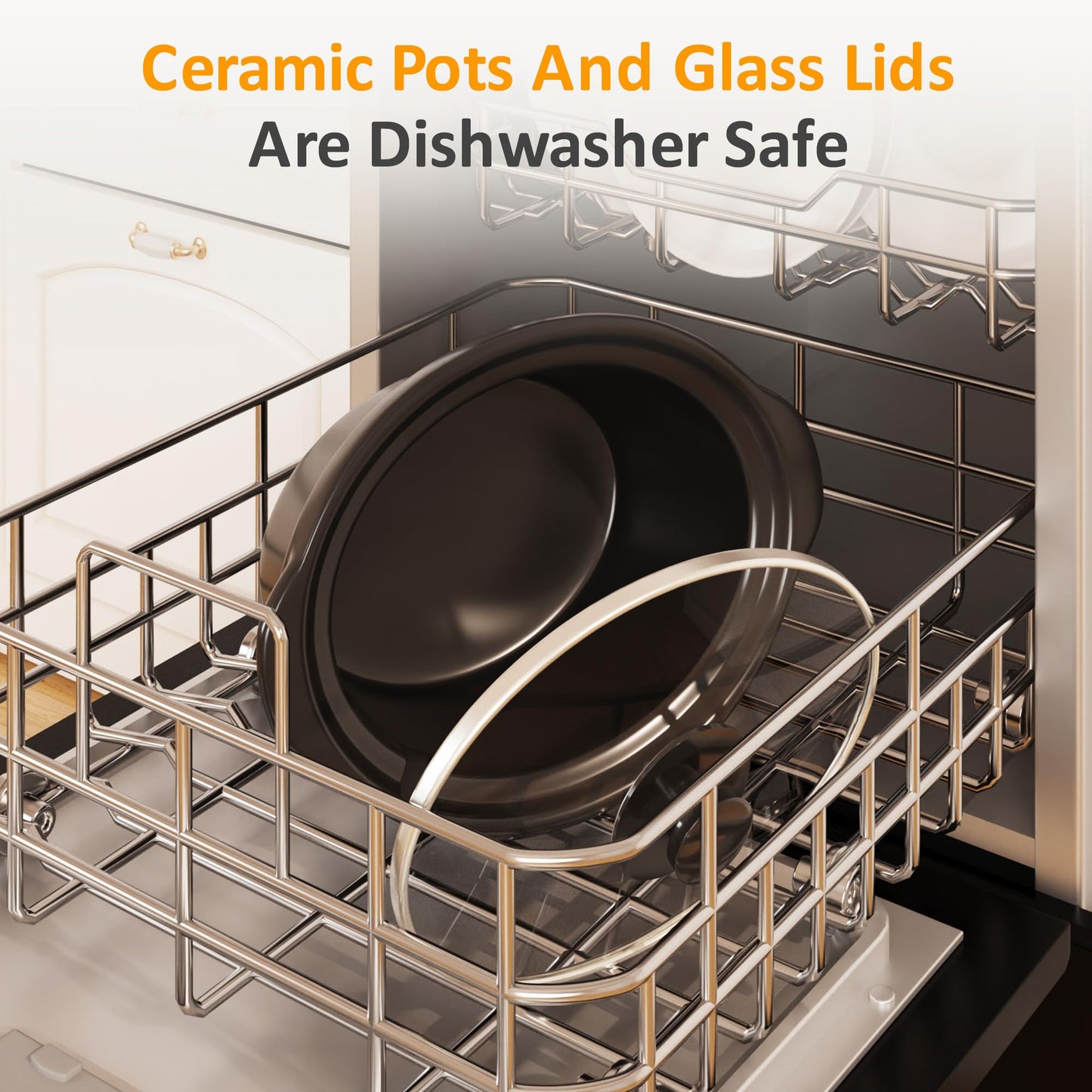 SUNVIVIPRO Triple Slow Cooker, Buffet Food Warmer with three 1.5-Quart Removable Ceramic Pots, Buffet Servers and Warmers with Glass Lids and 3 Spoons, Stainless Steel,Grey