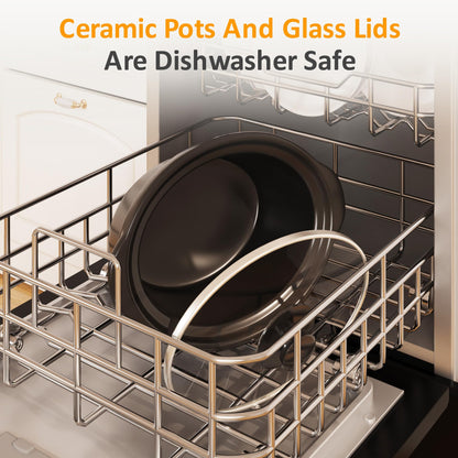 SUNVIVIPRO Triple Slow Cooker, Buffet Food Warmer with three 1.5-Quart Removable Ceramic Pots, Buffet Servers and Warmers with Glass Lids and 3 Spoons, Stainless Steel,Grey