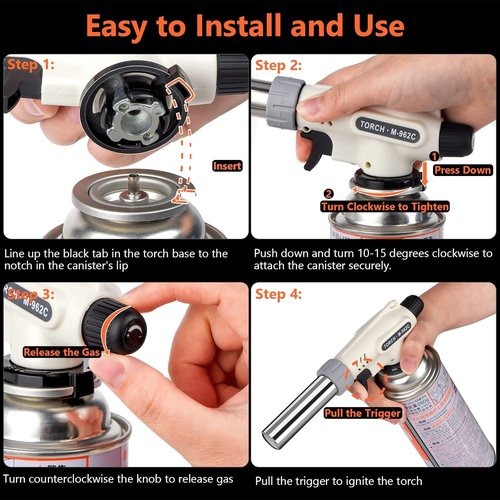 Culinary Professional Butane Torch - Adjustable Flame Cooking Tool for Crème Brûlée | Kitchen Upgrade