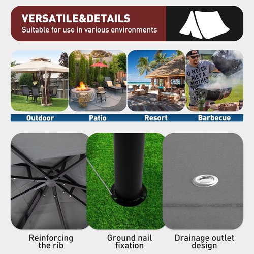 Gazebo | Gazebo Canopy Tent with UV Protection for Outdoor Events - 10'x10', Grey