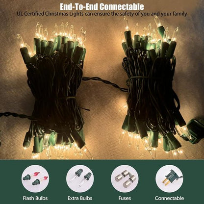 HISHINY Christmas Lights - 100 Count Clear String Lights for Indoor/Outdoor Decor | UL Certified, 21 Feet