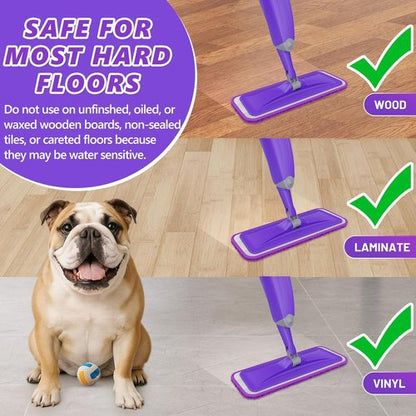 HOMTOYOU Spray Mop - Efficient Floor Cleaning Tool with 3 Washable Microfiber Pads | Ideal for Hardwood, Tile & Vinyl