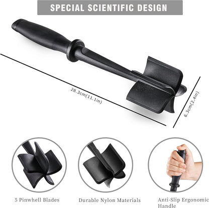 Skiennix Meat Chopper - Heat Resistant 5-Blade Ground Beef Masher | Nylon Kitchen Tool