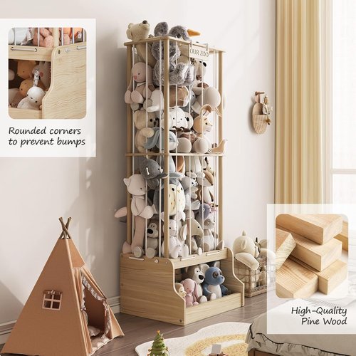 Experlam Stuffed Animal Storage - Vertical Plush Toy Holder with Thicker Elastic Band | Ideal for Playroom & Nursery