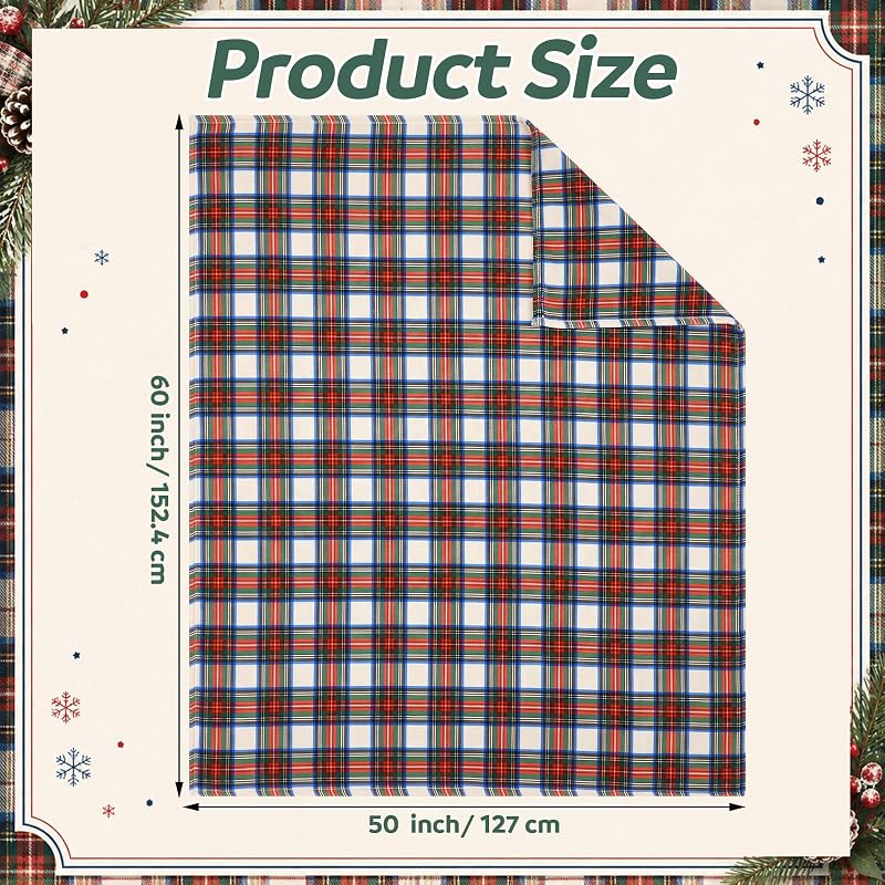 Christmas Tartan Plaid Throw Blanket 50x60 in - Double Sided Flannel, White