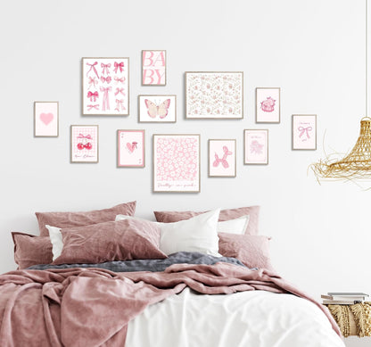 TwoDays Pink Coquette Wall Art Posters - Trendy Aesthetic Decor for Girls' Dorm | Set of 12 Unframed Prints (8" X 10" Largest)