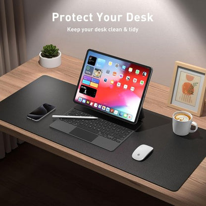 Aothia Desk Pad Protector - Non-Slip Waterproof PU Leather for Office & Home | 23.6" x 13.7", Black